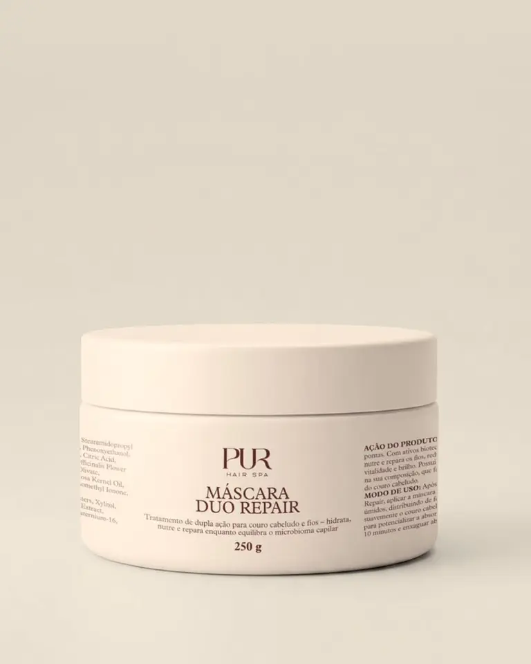 Máscara Duo Repair, pote de 250 g da linha PUR Hair & Scalp